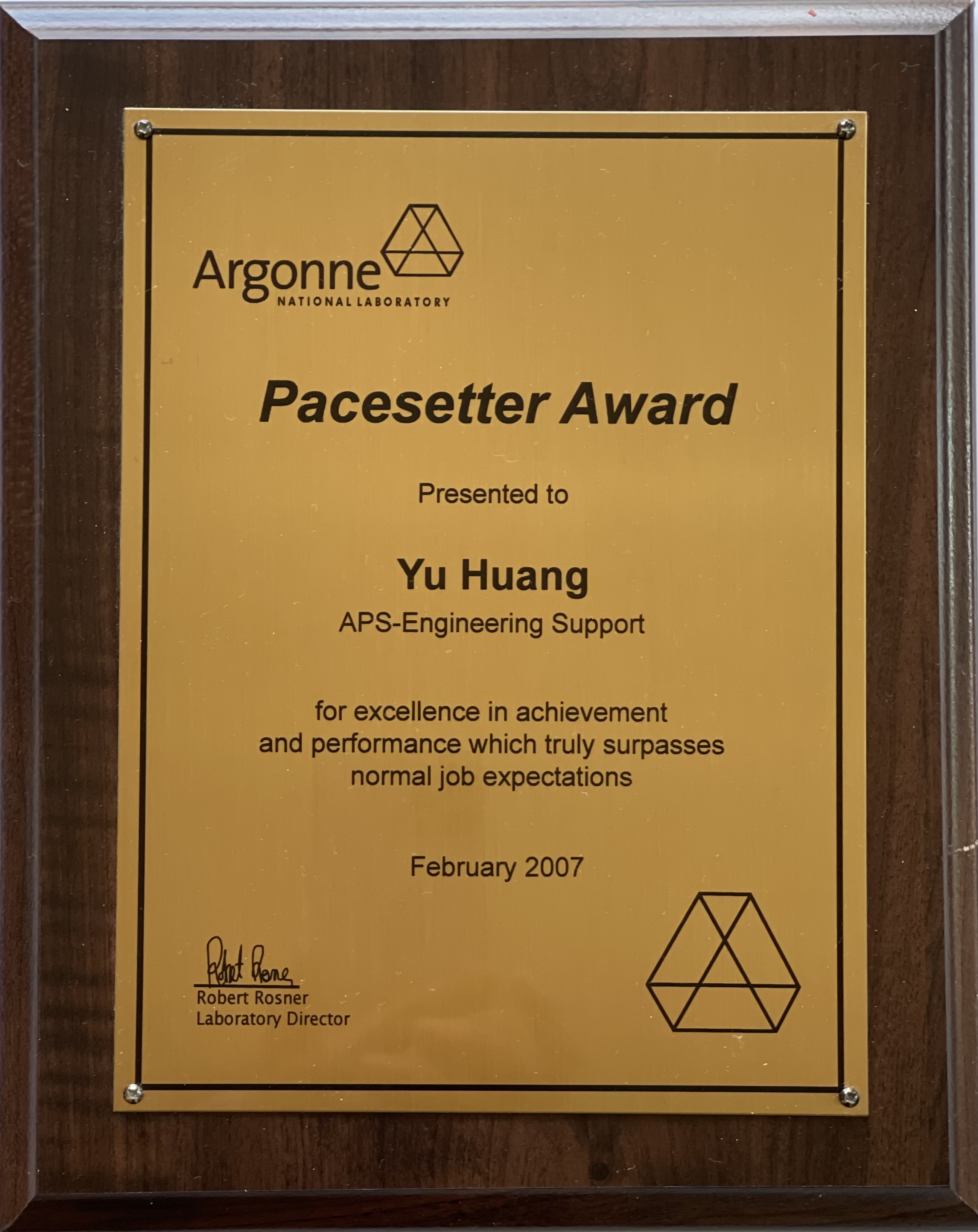 Argonne Pacesetter Award 2007