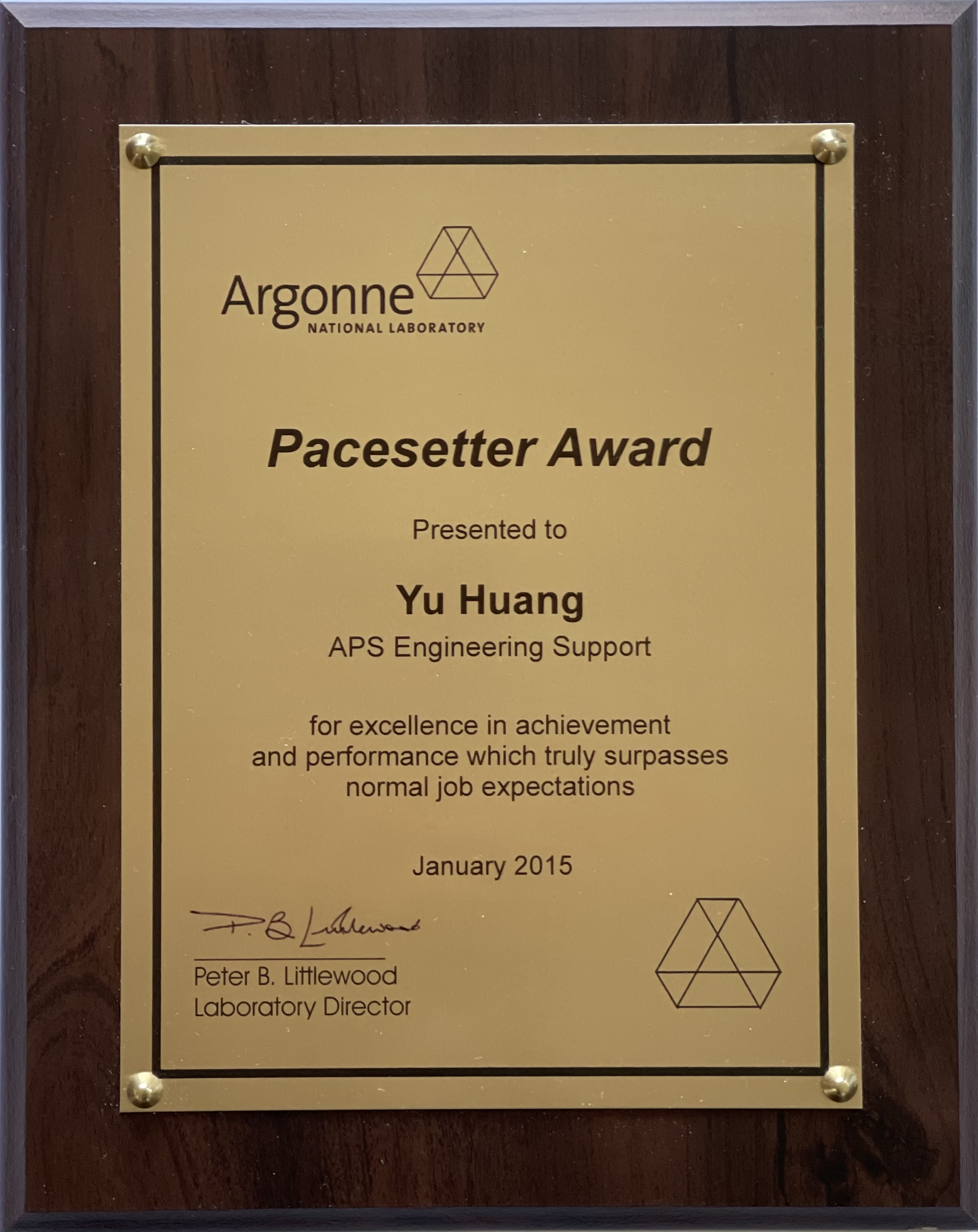 Argonne Pacesetter Award 2015